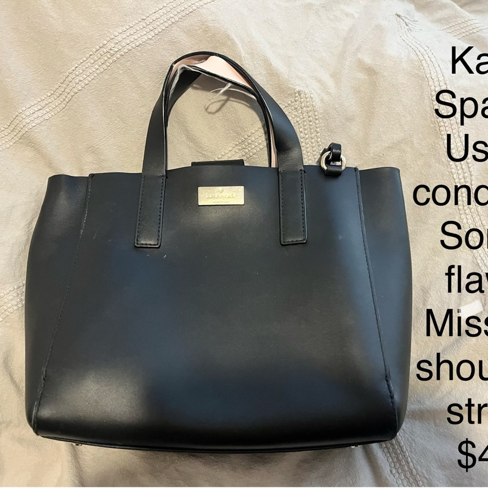 kate spade Black Tote with Gold Logo Plaque